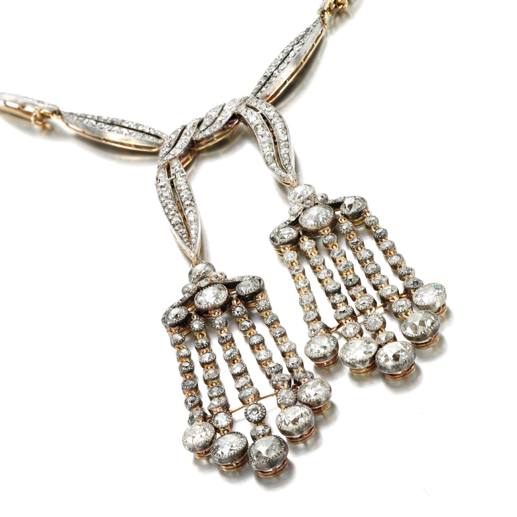 View full screen - View 1 of Lot 40. Diamond necklace/devant de corsage, circa 1900.