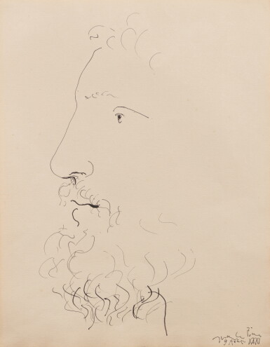 View full screen - View 1 of Lot 49. Profil gauche d'un homme barbu | Profil gauche d'un homme barbu.
