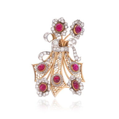 View full screen - View 1 of Lot 794. Ruby and diamond brooch.