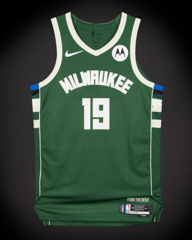 View full screen - View 1 of Lot 57. Mark Sears Milwaukee Bucks 2025-2026 Game Worn Icon Edition Jersey .