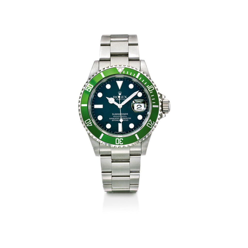 View full screen - View 1 of Lot 807. ROLEX | REF 16610T 'KERMIT' SUBMARINER, A STAINLESS STEEL AUTOMATIC WRISTWATCH WITH DATE AND BRACELET, CIRCA 2006 | 勞力士 | 16610T型號「'KERMIT' SUBMARINER」精鋼自動上鏈鍊帶腕錶備日期顯示,年份約2006.
