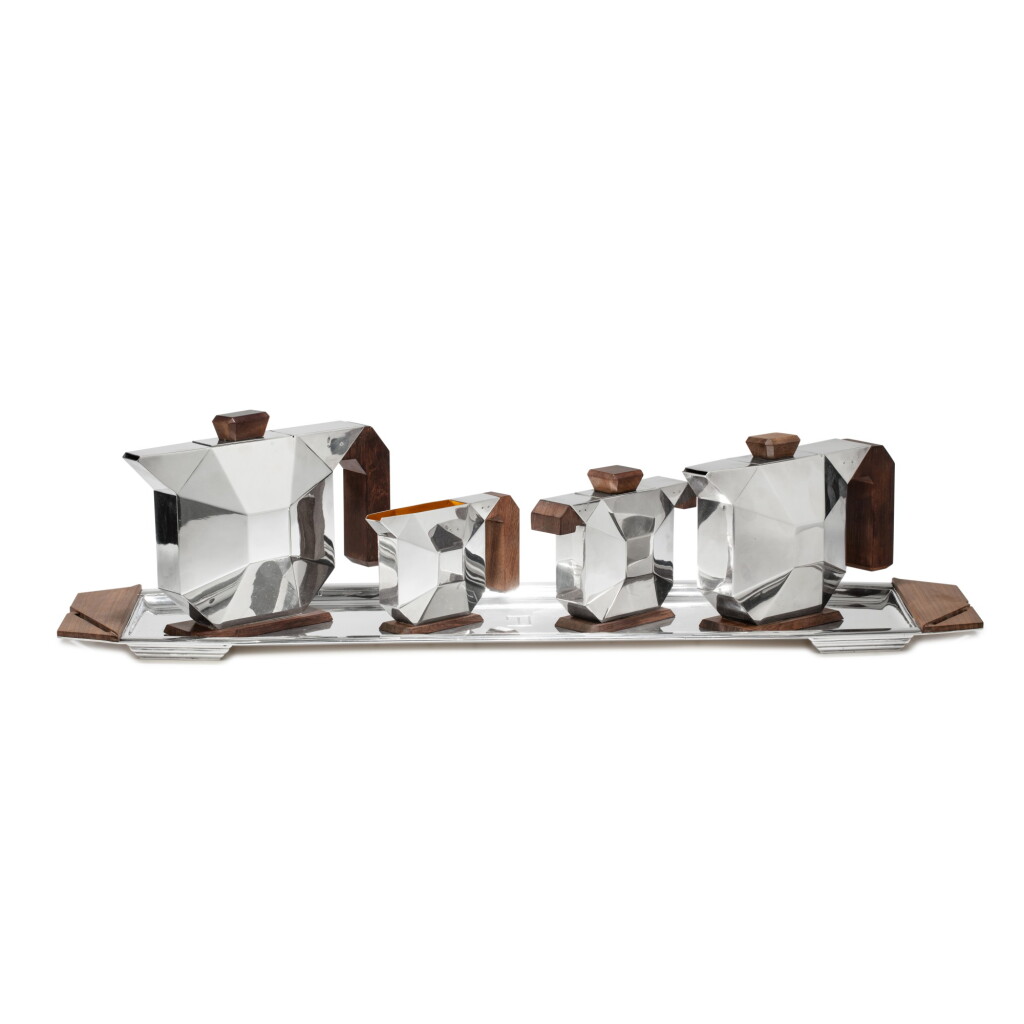 View full screen - View 1 of Lot 75. A silver and rosewood 5-piece tea and coffee-set, France, circa 1930 | Service à thé et café de 5 pièces en argent et palissandre de Rio, France, vers 1930.