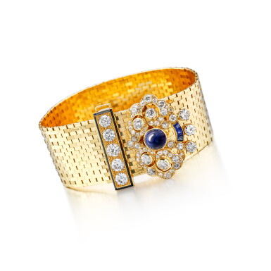View full screen - View 1 of Lot 1656. 'Ludo Briquettes' Sapphire and Diamond Bracelet, circa 1935 | 梵克雅寶 | 'Ludo Briquettes' 藍寶石 配 鑽石 手鏈,年份約1935.