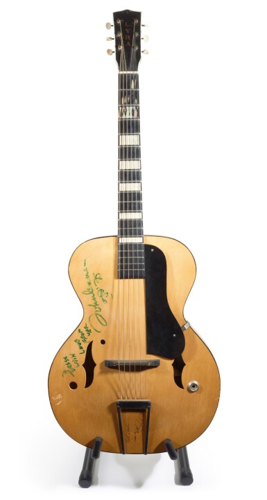 View full screen - View 1 of Lot 60. JOHN LENNON | semi-acoustic guitar from the collection of Jesse Ed Davis, inscribed by Lennon, 1975.