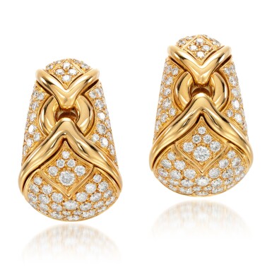 View full screen - View 1 of Lot 13. Pair of diamond ear clips, 'Trika', 1990s.