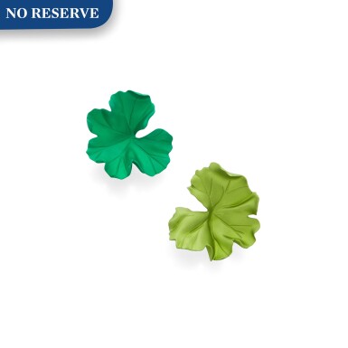 View full screen - View 1 of Lot 168. Pair of Aluminum 'Geranium' Earclips, Paris.