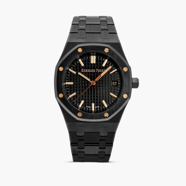 View full screen - View 1 of Lot 2216. Royal Oak "50th Anniversary", Reference 77350CE | A black ceramic bracelet watch with date, Circa 2022.