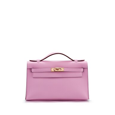View full screen - View 1 of Lot 1051. Mauve Sylvestre Swift Kelly Pochette Rose Gold Hardware, 2021 .