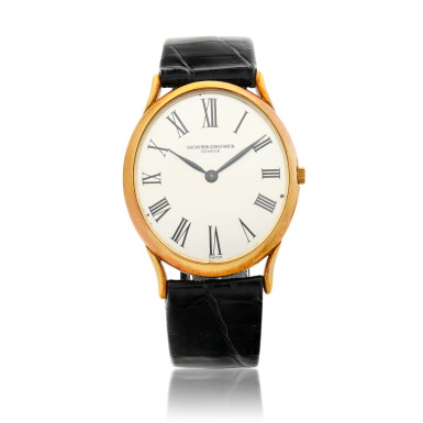 View full screen - View 1 of Lot 210. Reference 2047, An ultra-thin yellow gold oval wristwatch, Circa 1990.