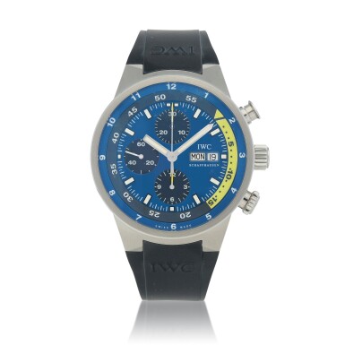 View full screen - View 1 of Lot 593. 'Cousteau Divers' Aquatimer Chronograph, Ref. 378203 Stainless steel chronograph wristwatch with day and date Circa 2008.