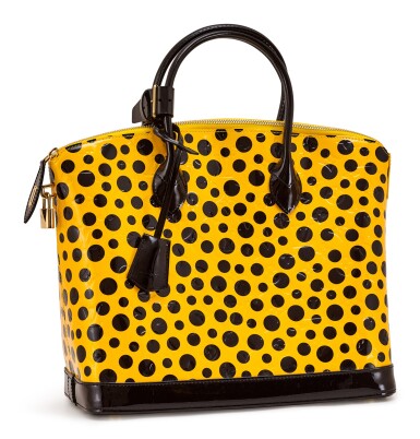 View full screen - View 1 of Lot 99. Limited Edition Yayoi Kusama Yellow Monogram Vernis Dots Lockit Bag | 限量版草間彌生黃色波點LV標誌手提包.