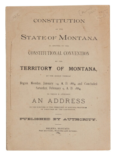 View full screen - View 1 of Lot 153. Montana | The second attempt at the Montana State Constitution.
