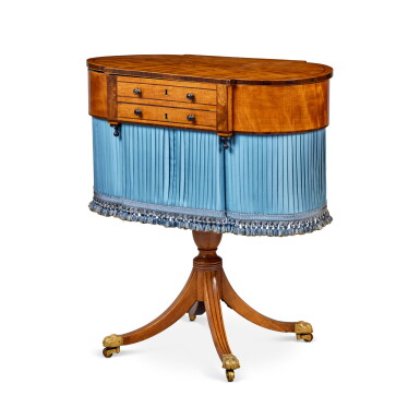 View full screen - View 1 of Lot 931. A Classical Satinwood Work Table, attributed to the School of Duncan Phyfe, New York, circa 1815.