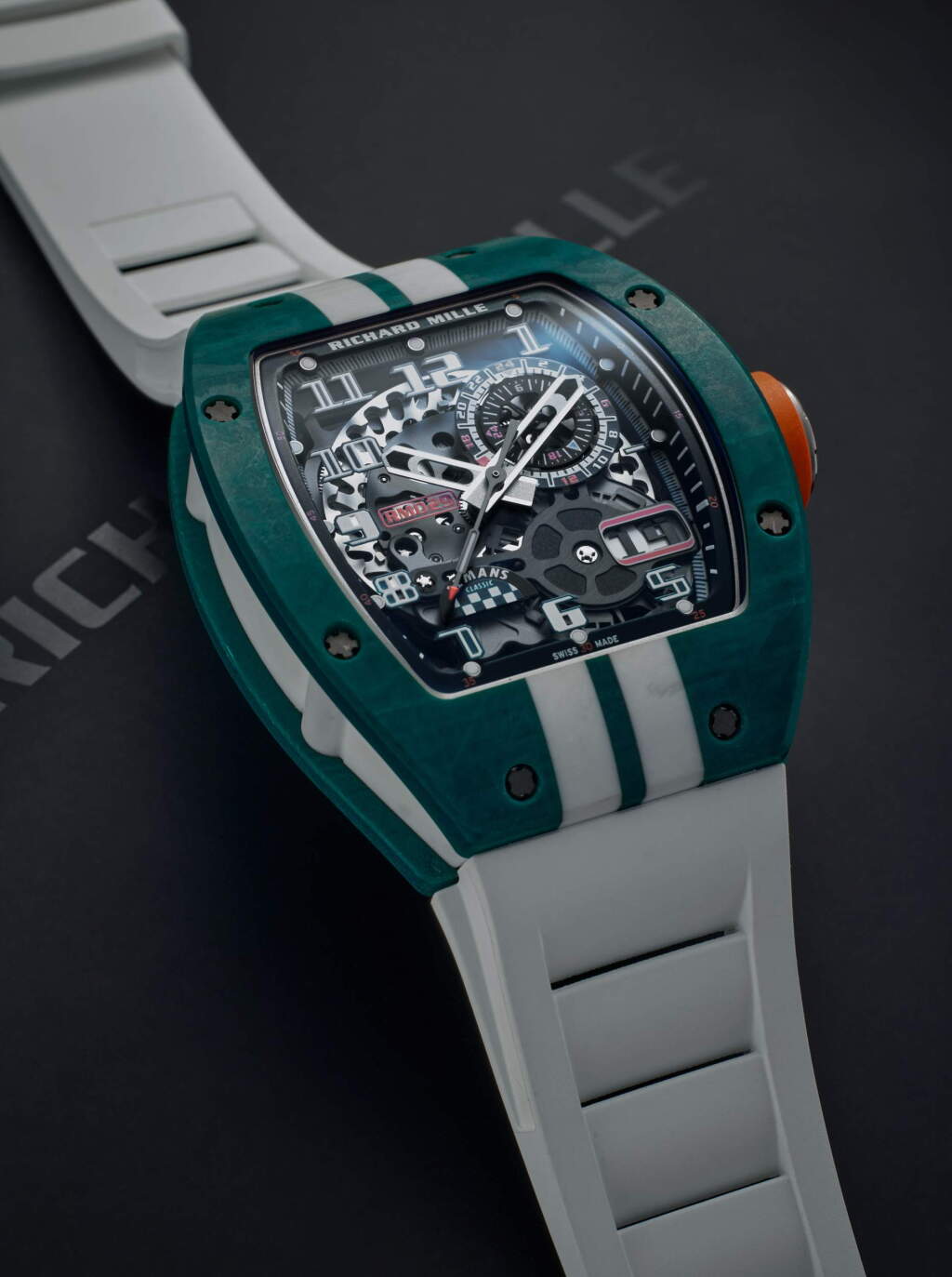 View full screen - View 1 of Lot 110. Reference RM029 FQ Le Mans Classic | A limited edition green and white quartz TPT skeletonized wristwatch with date and 24 hours indication, Circa 2022.