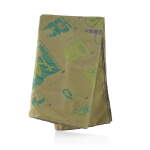 Cream, Green and Purple Scarf in Silk Twill with Hand-Rolled Edges, 2000s