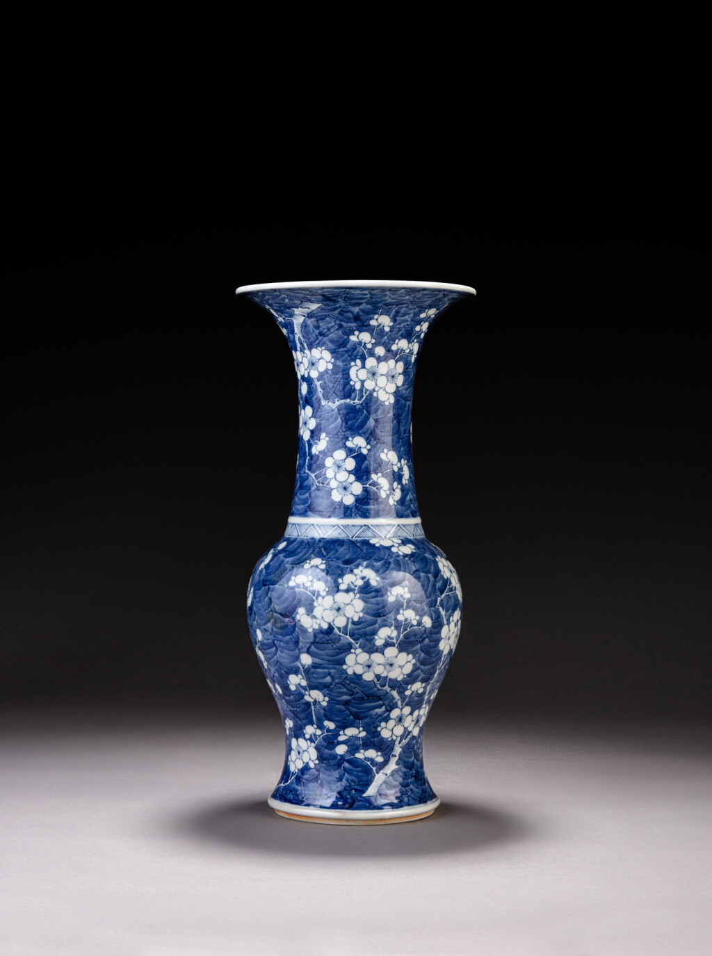 View full screen - View 1 of Lot 374. A blue and white 'prunus' yenyen vase, Qing dynasty, Kangxi period.