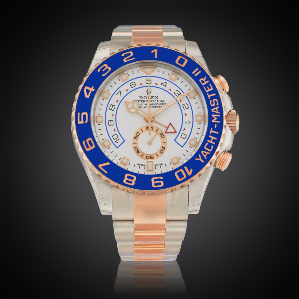 View full screen - View 1 of Lot 14. Reference 116681 Yacht-Master II | A stainless steel and pink gold automatic regatta chronograph wristwatch with bracelet, Owned and Worn by Tom Brady, Circa 2018.