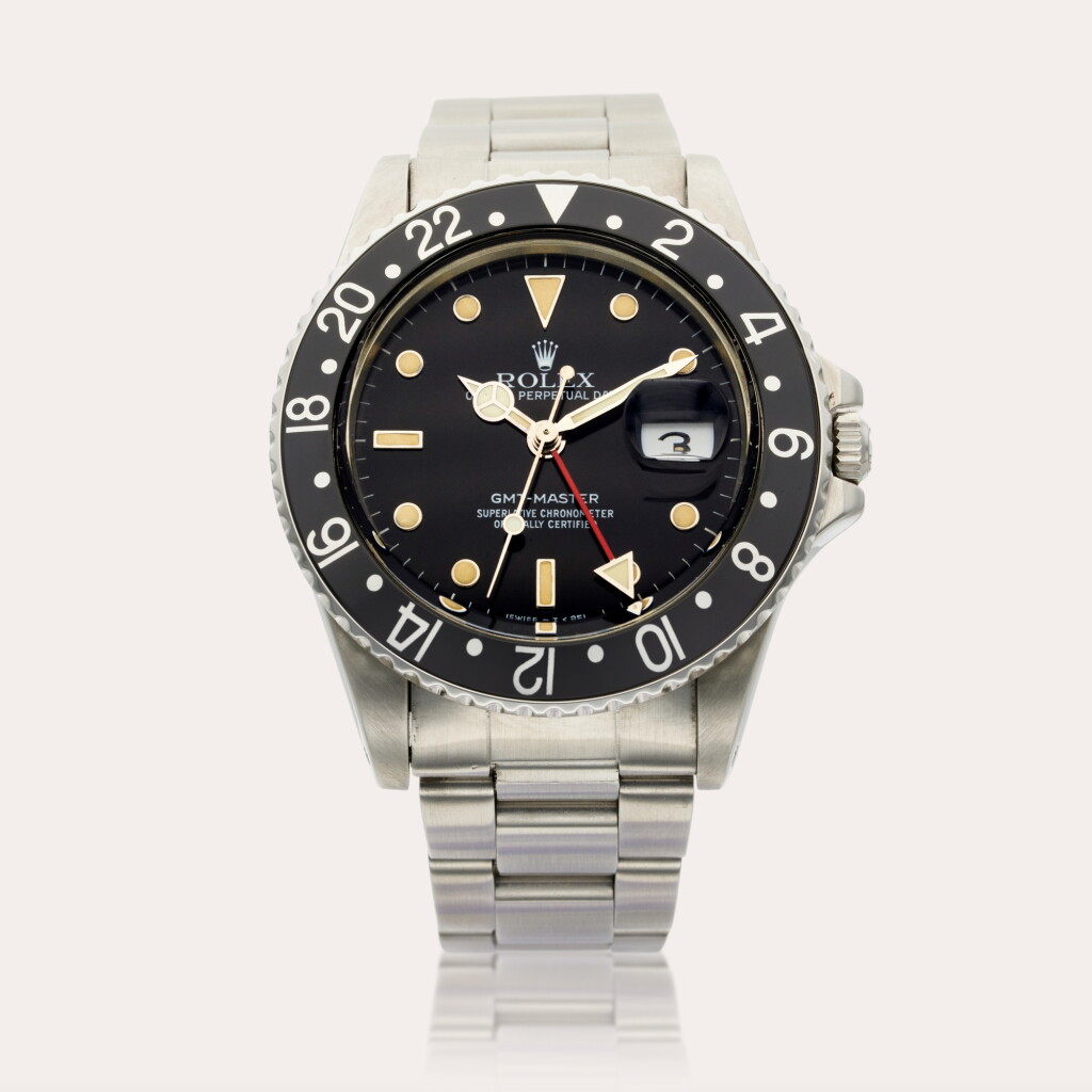 View full screen - View 1 of Lot 602. Reference 16750 GMT-Master | A stainless steel automatic dual time wristwatch with date and bracelet, Circa 1985.