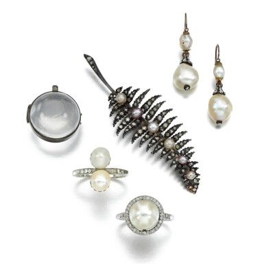 View full screen - View 1 of Lot 151. Group of pearl and diamond jewellery.