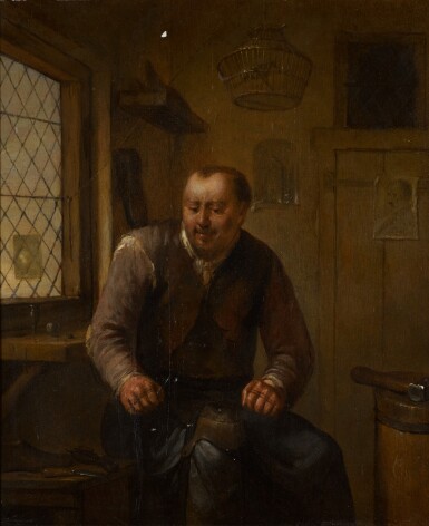 View full screen - View 1 of Lot 72. EGBERT VAN HEEMSKERCK THE ELDER | A cobbler at his workbench.