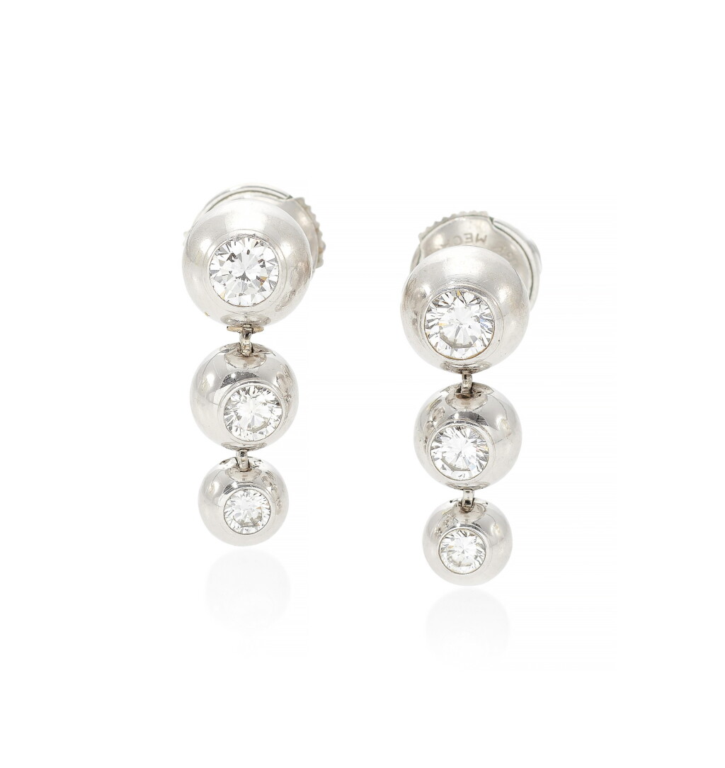 View full screen - View 1 of Lot 200. CARTIER | DIAMOND EARRINGS (PAIO DI ORECCHINI IN DIAMANTI) .