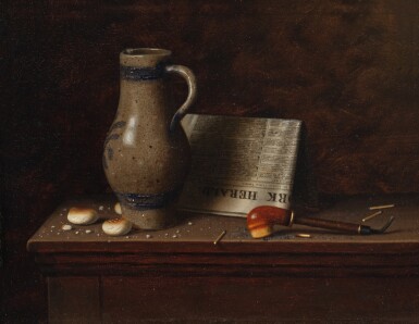 View full screen - View 1 of Lot 253. Table Top with Pitcher, Pipe and New York Herald.