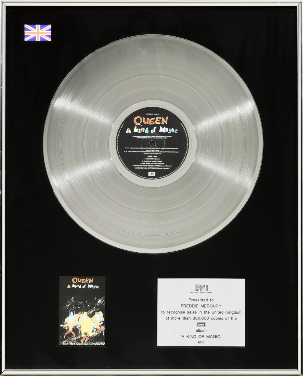 View full screen - View 1 of Lot 2237. Queen – Freddie Mercury's BPI sales award for A Kind of Magic.