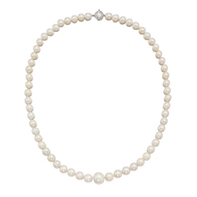 View full screen - View 1 of Lot 2. Natural Pearl and Diamond Necklace | 天然珍珠及鑽石項鏈.