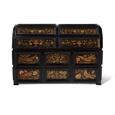 View full screen - View 1 of Lot 144. A Florentine Baroque Scagliola Inlaid Ebonized Casket, Late 17th Century.
