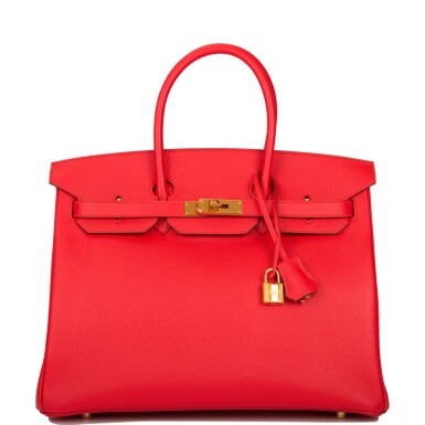 View full screen - View 1 of Lot 28. Hermès Rouge Tomate Birkin 35 of Epsom Leather with Gold Hardware.