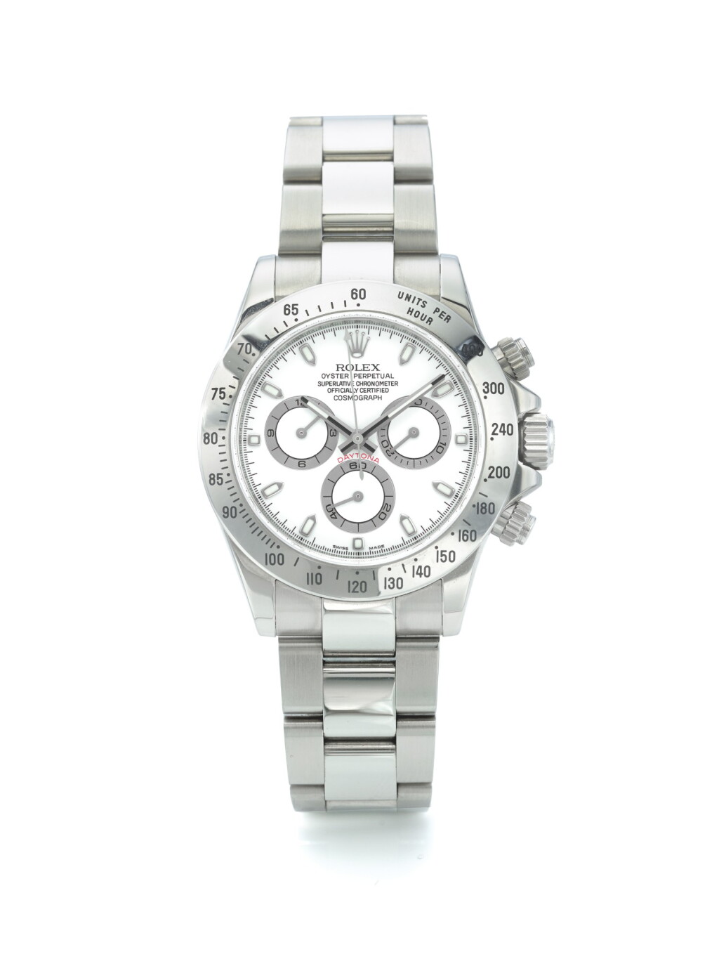View full screen - View 1 of Lot 2. ROLEX | REF 116520 DAYTONA, A STAINLESS STEEL AUTOMATIC CHRONOGRAPH WRISTWATCH WITH BRACELET CIRCA 2007 .