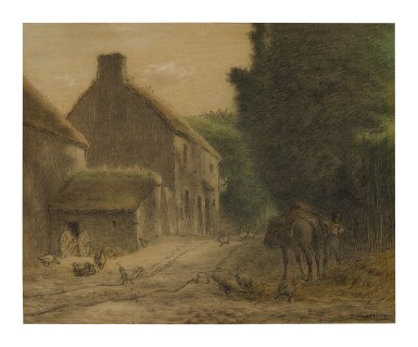 View full screen - View 1 of Lot 15. JEAN-FRANÇOIS MILLET | FARMHOUSE AT GRUCHY.