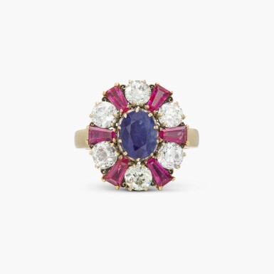 View full screen - View 1 of Lot 187. Sapphire, Ruby and Diamond Ring.