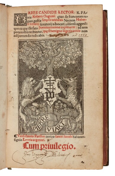 View full screen - View 1 of Lot 119. Gaguin, Annales, Paris, 1521, later green vellum.