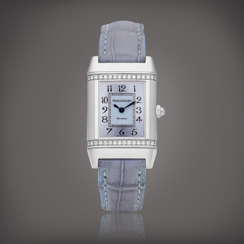 View full screen - View 1 of Lot 2242. Reverso, Reference 265.8.08 | A stainless steel and diamond-set reversible wristwatch, Circa 2002 | 積家 | Reverso 型號265.8.08 | 精鋼鑲鑽石可翻轉腕錶,約2002年製.