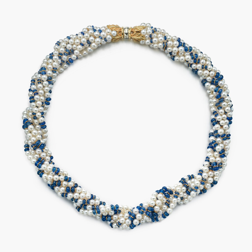 View full screen - View 1 of Lot 1266. Sapphire and Seed Pearl Necklace | 藍寶石 配 珍珠 項鏈.