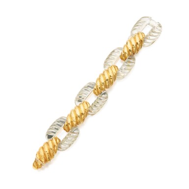 View full screen - View 1 of Lot 349. Gold and Rock Crystal Bracelet.