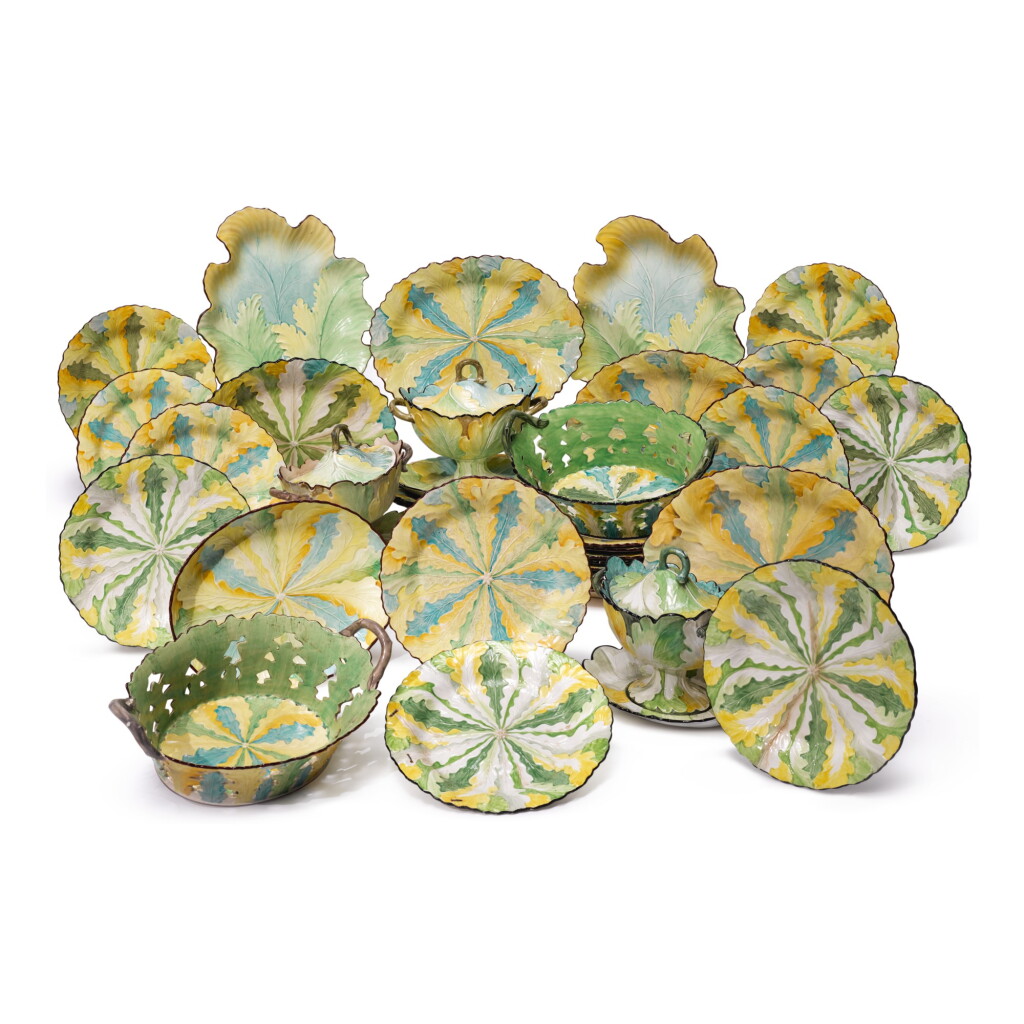 View full screen - View 1 of Lot 482. DAVENPORT PEARLWARE LEAF-MOLDED ASSEMBLED PART-DESSERT SERVICE, CIRCA 1810.