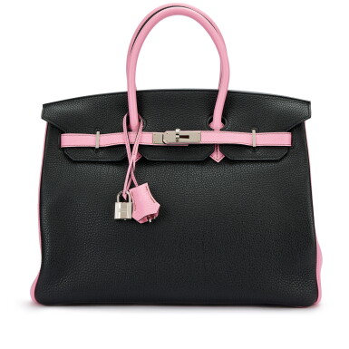 View full screen - View 1 of Lot 5582. Black and 5P Bubblegum Pink Togo HSS Birkin 35 Palladium Hardware, 2011.