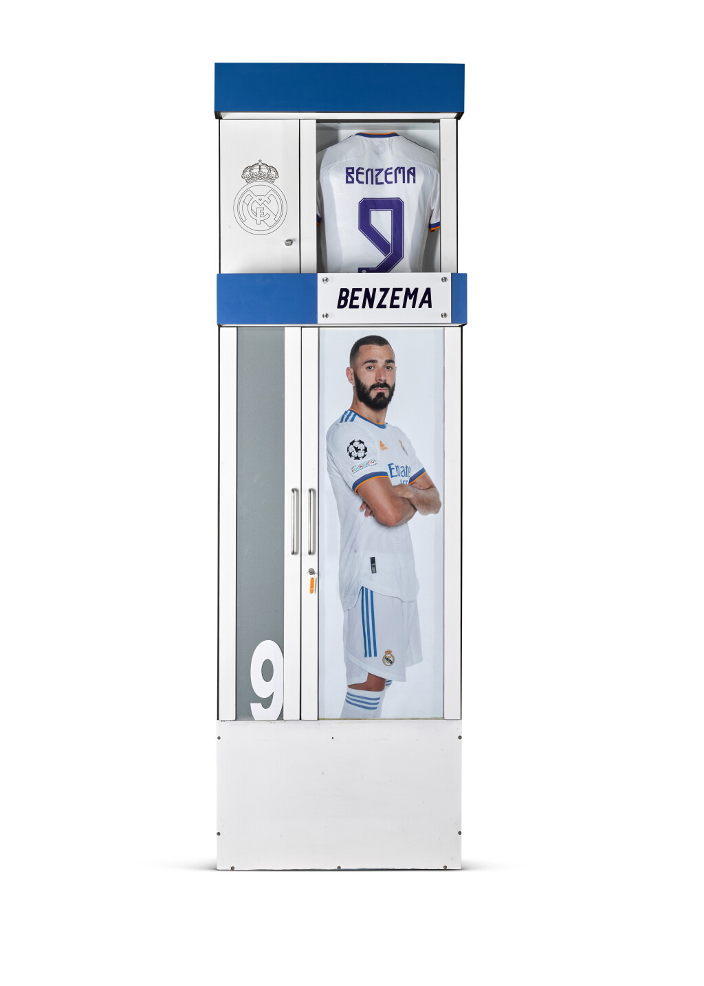 View full screen - View 1 of Lot 9. First Team Locker #9: The Real Madrid Santiago Bernabéu Stadium 2001/02 - 2021/22 | Fernando Morientes, Ronaldo, Roberto Soldado, Javier Saviola, Cristiano Ronaldo, Karim Benzema.