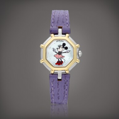 View full screen - View 1 of Lot 858. "Minnie Mouse", Reference 2899.7 | A yellow gold and stainless steel wristwatch with mother-of-pearl dial, Circa 1995 | "Minnie Mouse" 型號2899.7 | 黃金及精鋼腕錶,備珠母貝錶盤,約1995年製.