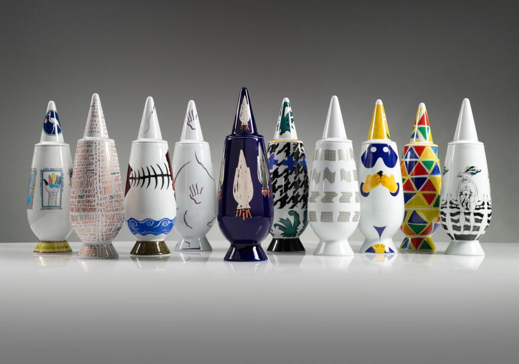 View full screen - View 1 of Lot 16. Collection of Ten "100% Make up" Vases with Lid.