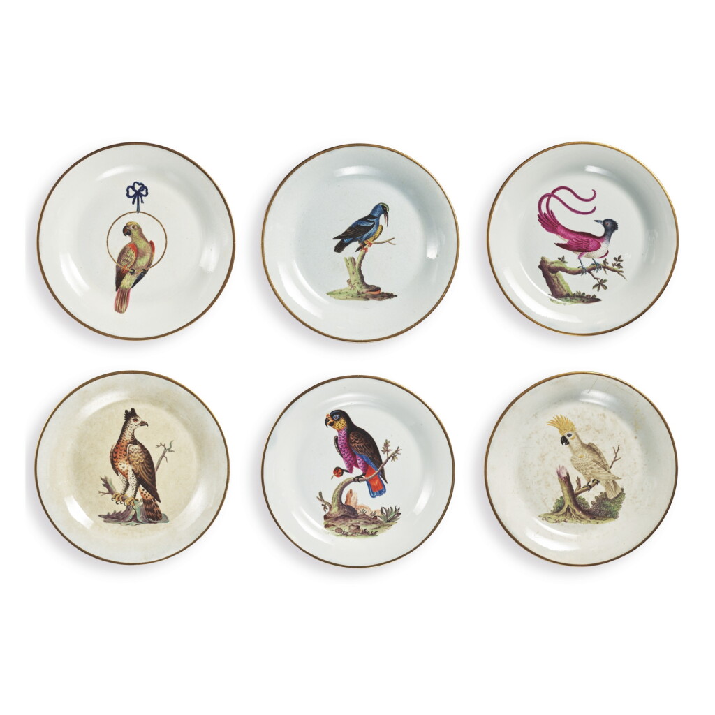 View full screen - View 1 of Lot 111. SIX DAVENPORT PEARLWARE ORNITHOLOGICAL DESSERT PLATES, CIRCA 1810.