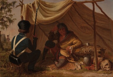 View full screen - View 1 of Lot 68. Osceola as Captive in an Open Tent, Guarded by a Sentry.