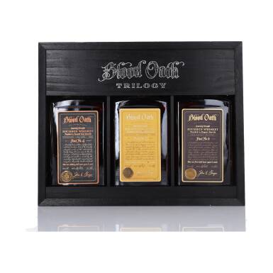 View full screen - View 1 of Lot 191. Bood Oath Trilogy Set 49.3 abv NV (3 BT 75cl).