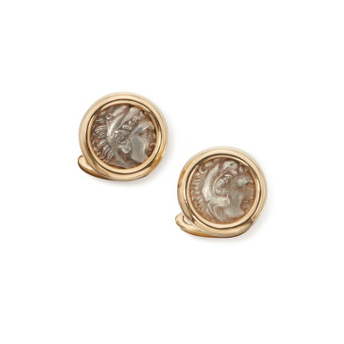 View full screen - View 1 of Lot 88. Pair of Gold and Antique Coin 'Monete' Cufflinks.