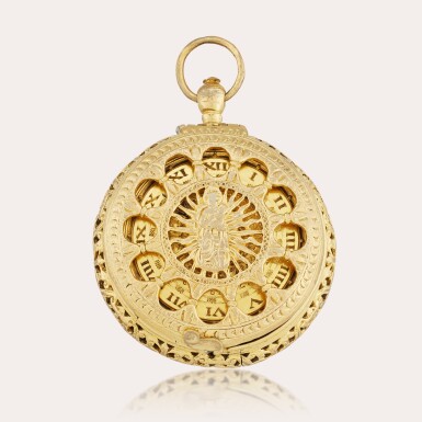 View full screen - View 1 of Lot 217. A rare and early gilt metal stackfreed clock watch, Circa 1580 and later.