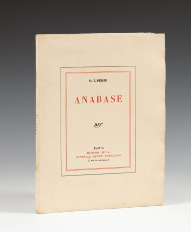 View full screen - View 1 of Lot 264. SAINT JOHN-PERSE. Anabase. 1924. Édition originale. Un des 15 premiers exemplaires sur Whatman.