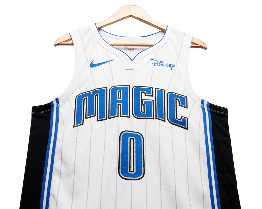 View full screen - View 1 of Lot 86. Anthony Black Orlando Magic 2023-2024 Game Worn Association Edition Jersey.