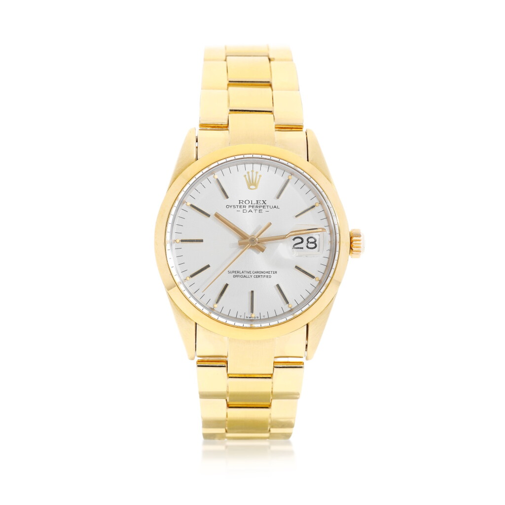 View full screen - View 1 of Lot 9240. Rolex | Oyster Date, Reference 15505, A gold plated wristwatch with date and bracelet, Circa 1986 | 勞力士 | Oyster Date 型號15505 鍍金鏈帶腕錶,備日期顯示,約1986年製.